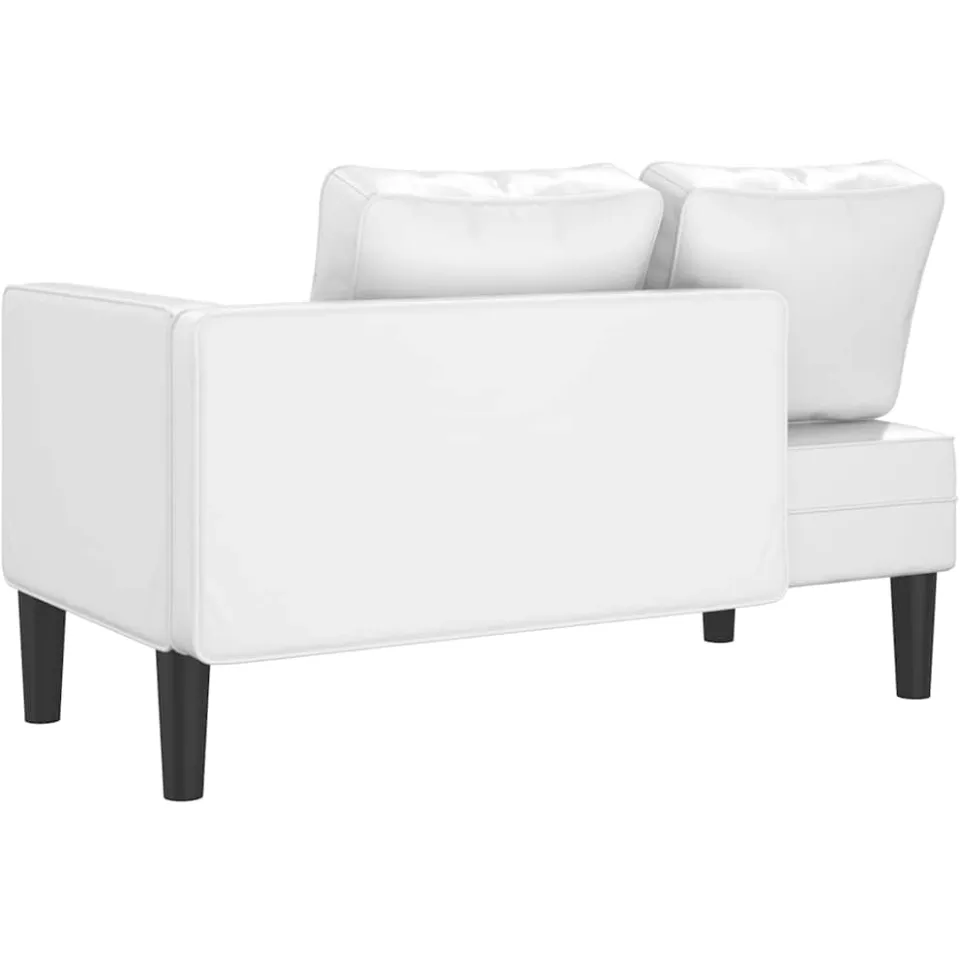 vidaXL Chaise longue met kussens kunstleer wit, foto 4