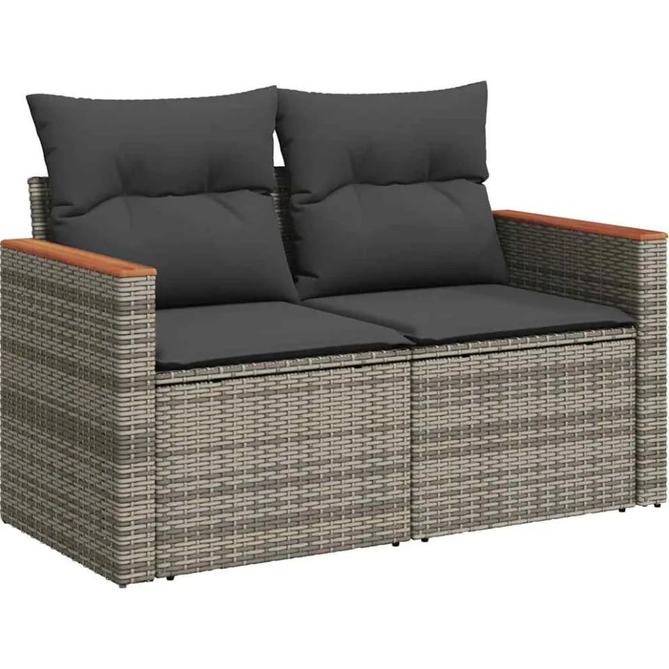 vidaXL 7-delige Loungeset met kussens poly rattan grijs