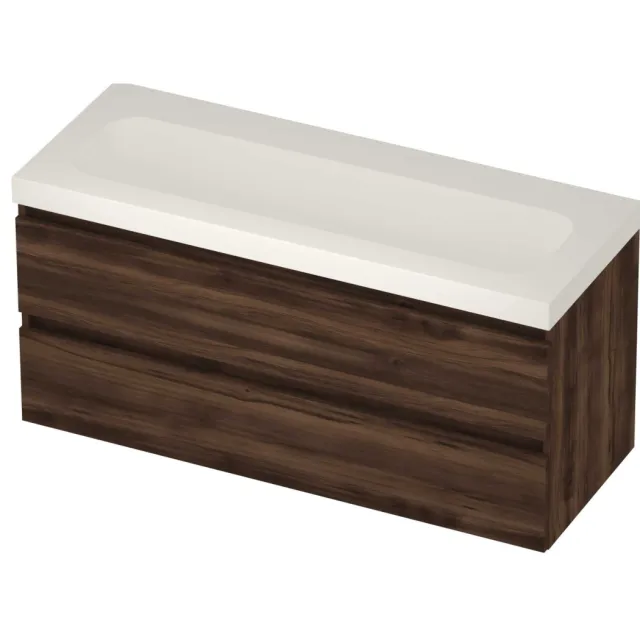 Basic-Line Moby 46 Badmeubelset Polystone 120x46x58 cm M46MWEBA1200 Barista Oak Mat Wit