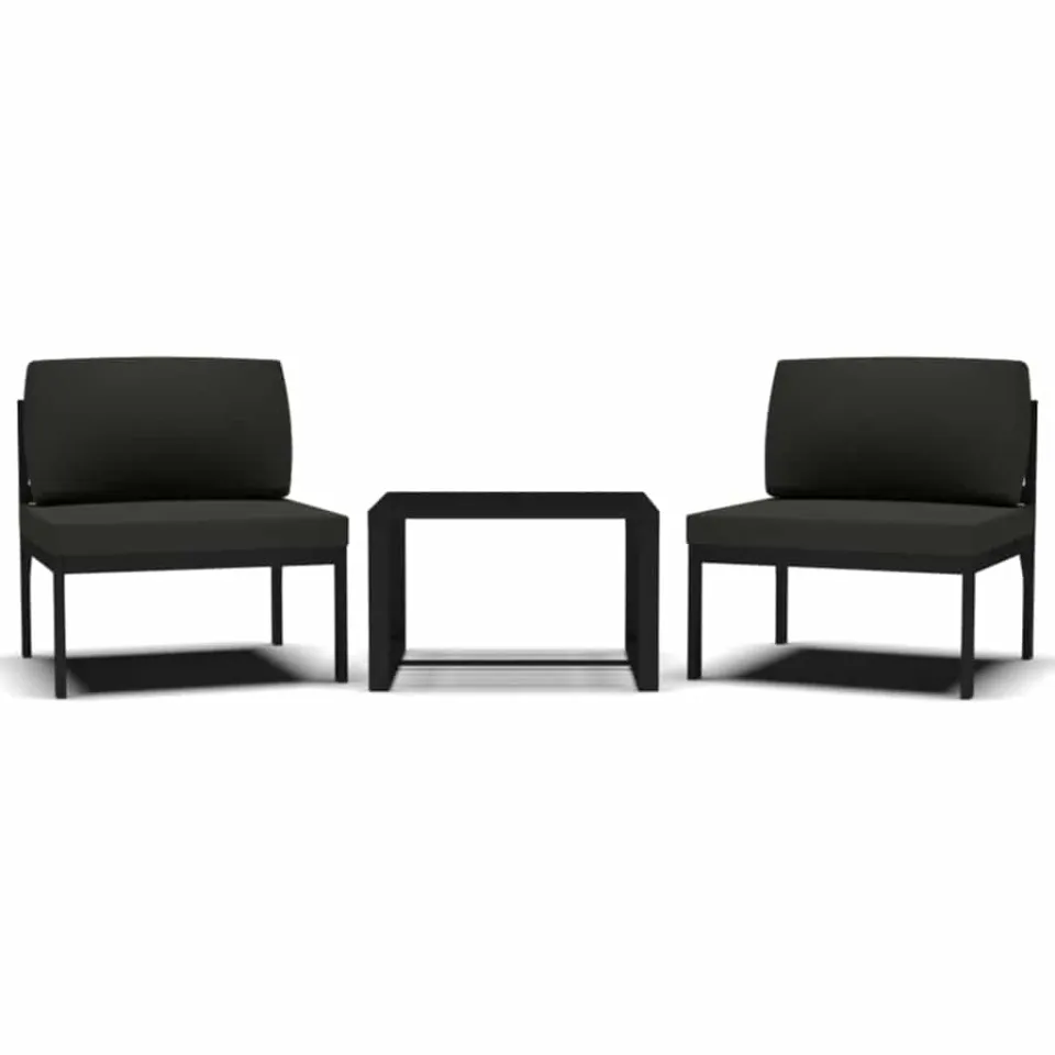 vidaXL 3-delige Loungeset met kussens aluminium antracietkleurig Anthraciet