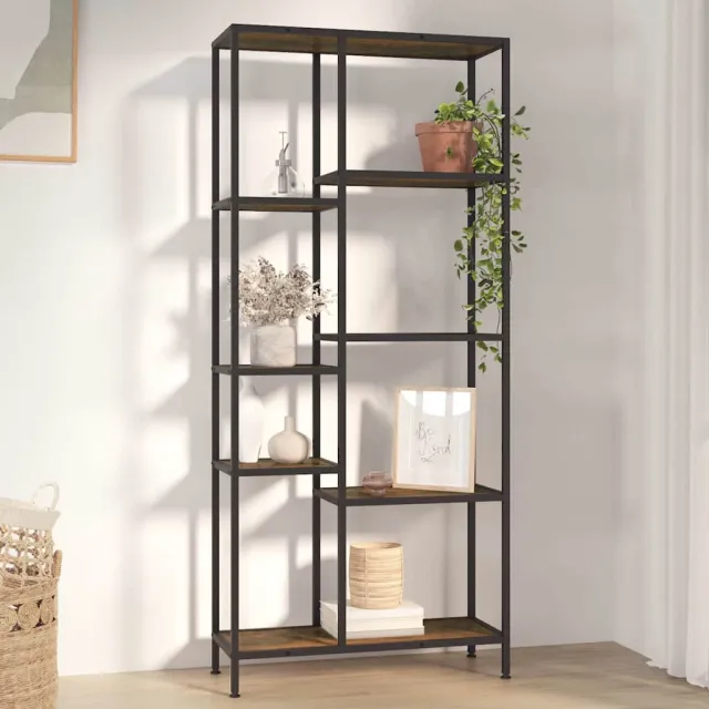 vidaXL Boekenkast 80x30x180 cm staal en bewerkt hout bruin, foto 2
