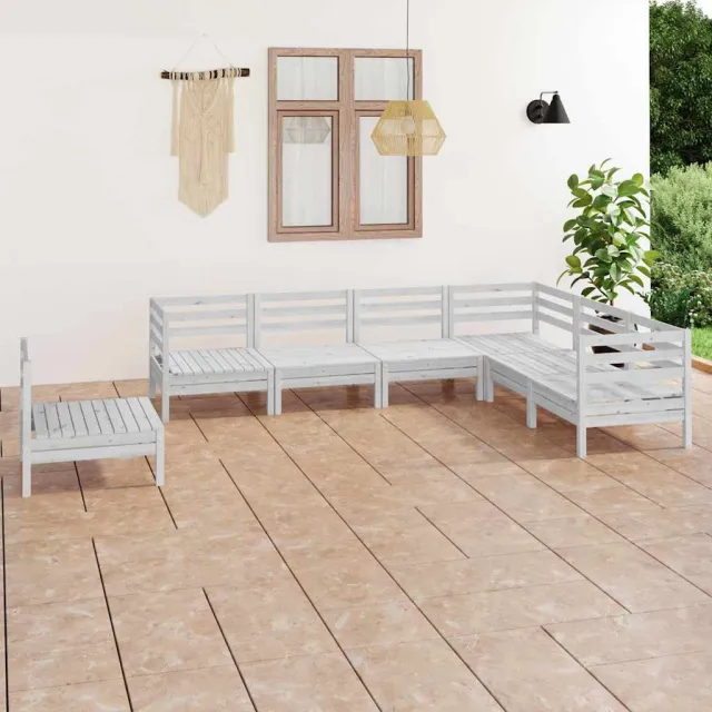 vidaXL 7-delige Loungeset massief grenenhout wit, foto 2