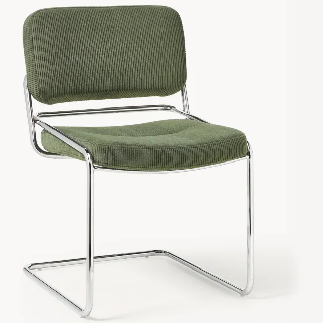 Westwing Collection Corduroy cantilever stoel Don Groen, Zilverkleurig