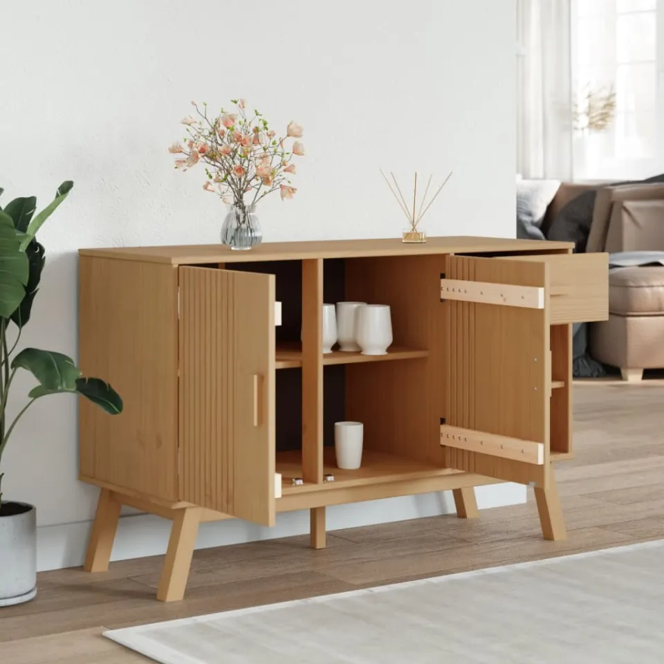 vidaXL Dressoir OLDEN 114x43x73,5 cm massief grenenhout bruin, foto 4