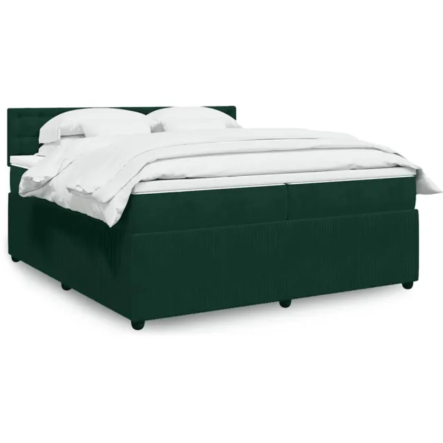 vidaXL Boxspring met matras fluweel donkergroen 200x200 cm groen