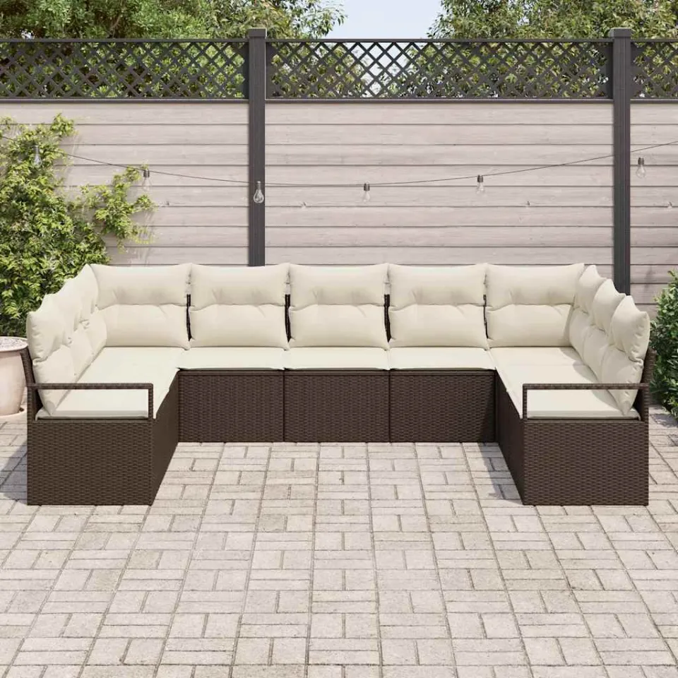 vidaXL Bankstel 9 st Bruin poly rattan, foto 3