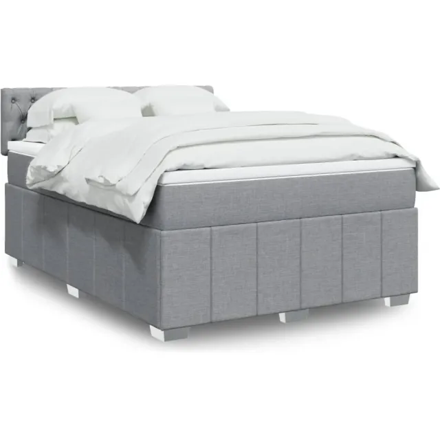 vidaXL Boxspring met matras stof lichtgrijs 140x190 cm grijs