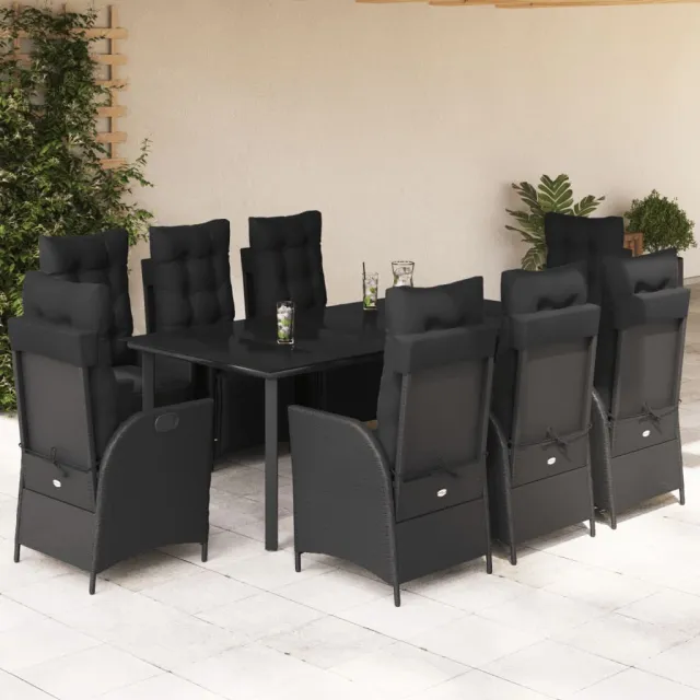 vidaXL 9-delige Tuinset poly rattan zwart, foto 2