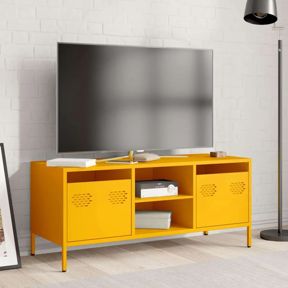 vidaXL Tv-meubel 101,5x39x43,5 cm koudgewalst staal mosterdgeel, foto 2
