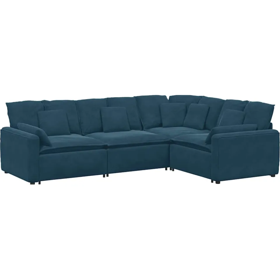 vidaXL Modulaire bank met kussens fluweel blauw, foto 3