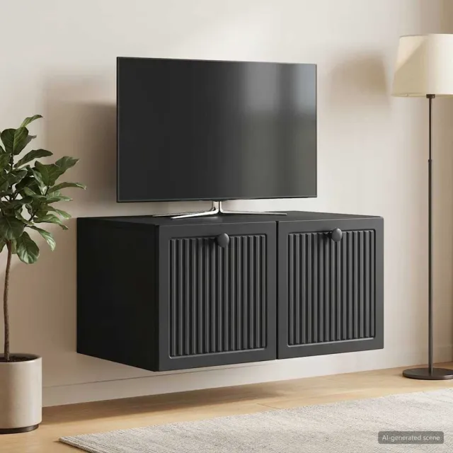 vidaXL Wandbeugel TV-kast Zwart 59,5 x 41 x 30 cm Bewerkt hout, foto 2