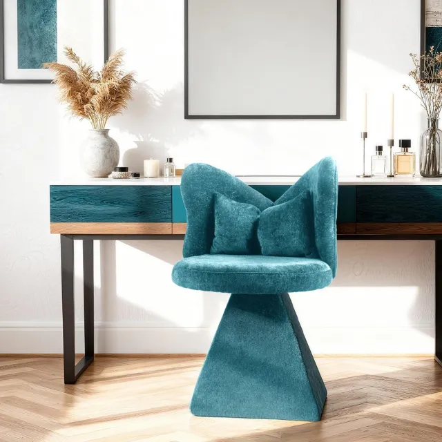 MODENUIT Bureaustoel 52 x 52 x 76,2 cm - 360° Draaibaar - Voor Kaptafel En Woonkamer - Stof - Blauw