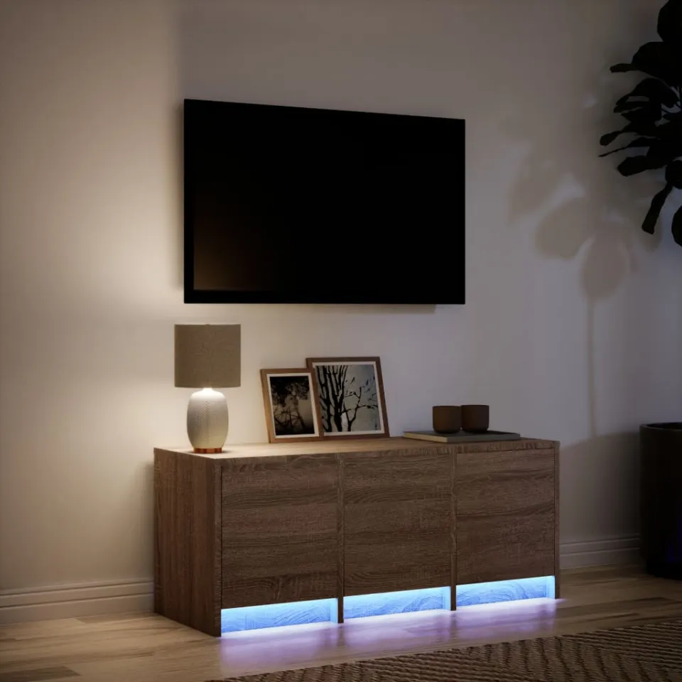vidaXL Tv-meubel met LED 97x34x40 cm bewerkt hout bruin eikenkleurig, foto 4