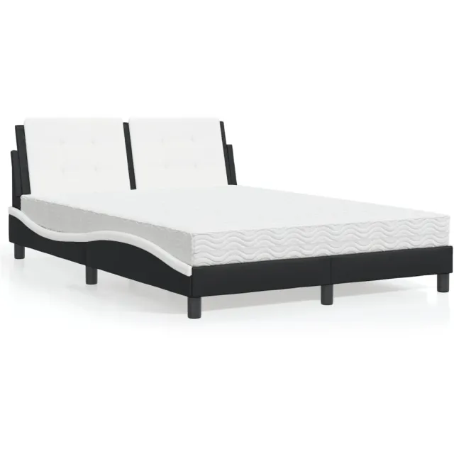 vidaXL Bed met matras Zadar kunstleer zwart en wit 120x200 cm