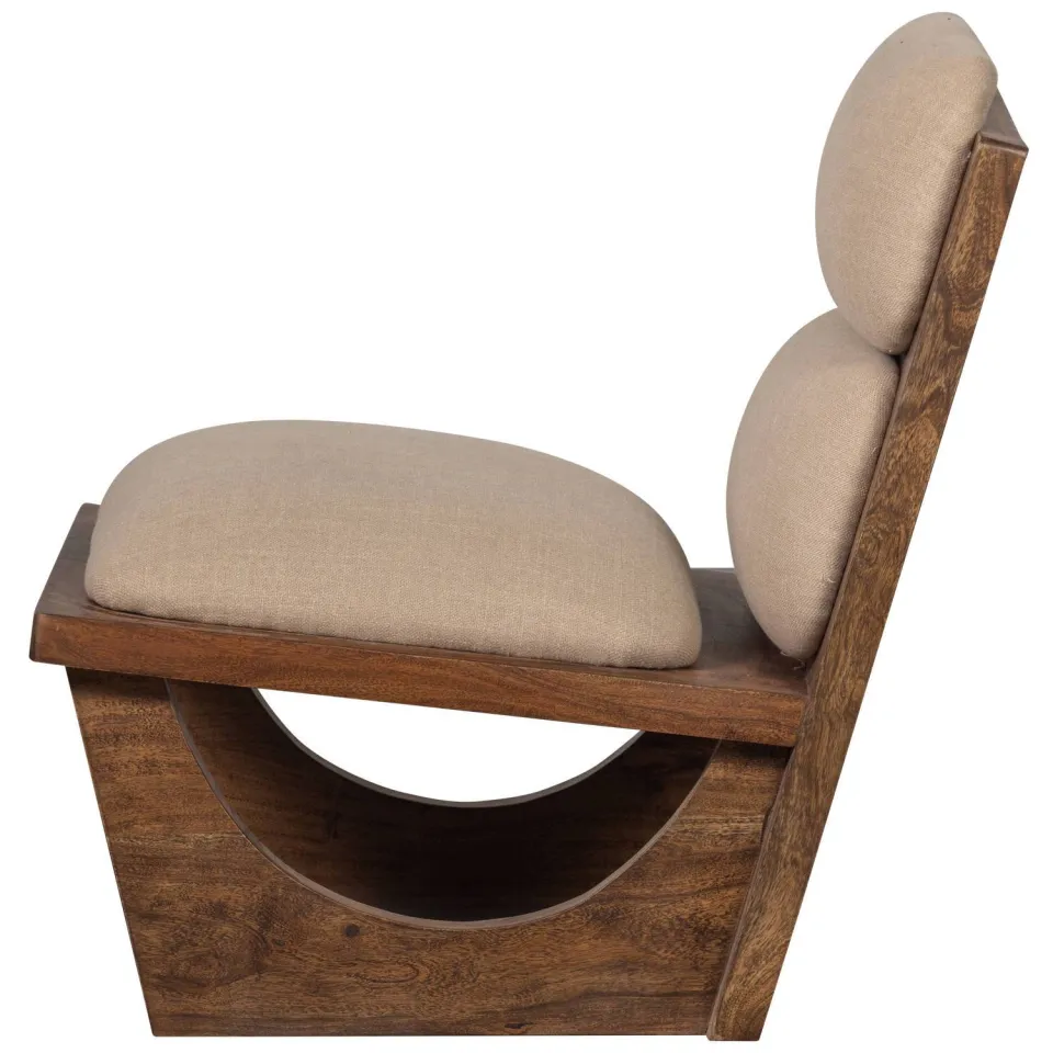 WOOOD Opulent Fauteuil - Bouclé/Hout - Naturel - 75x70x80, foto 4