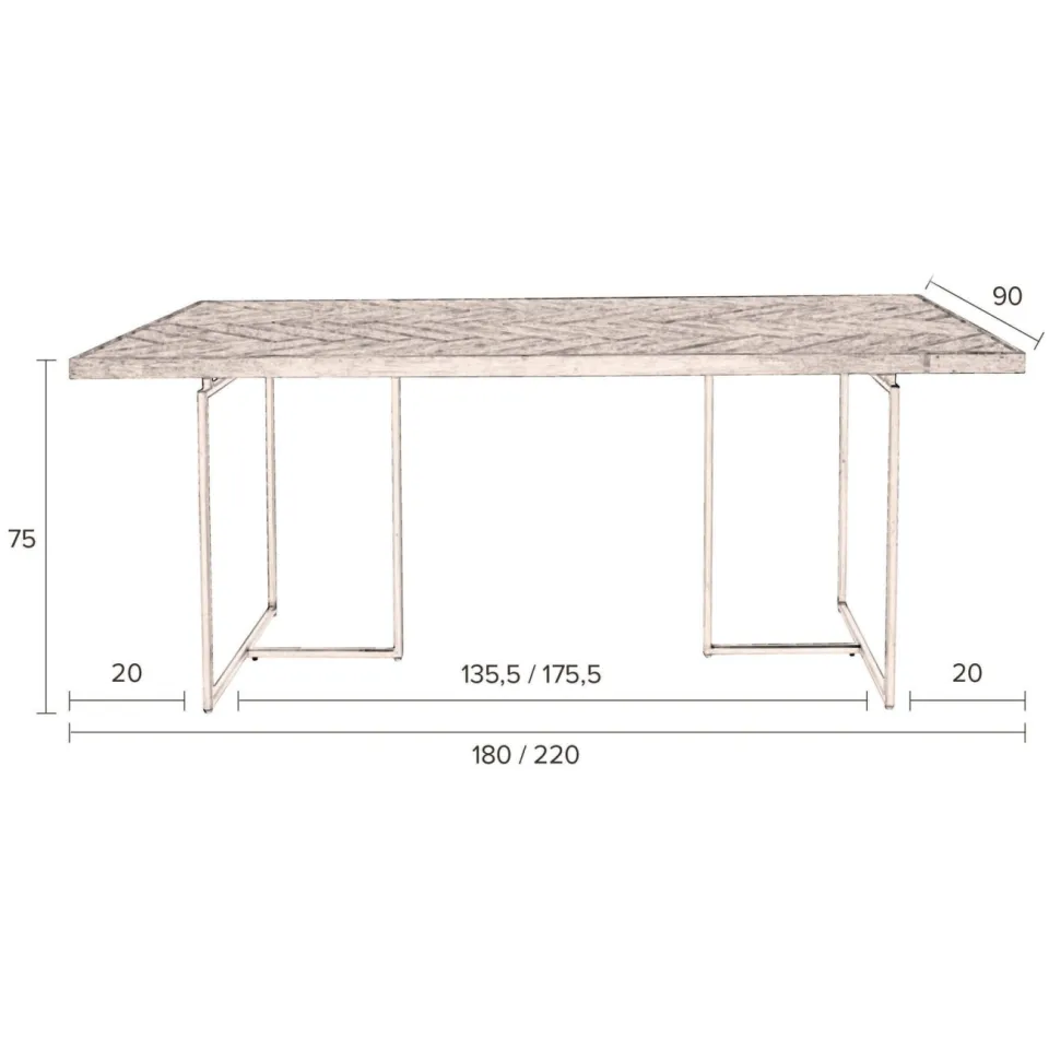 Dutchbone eetkamertafel (180x90 cm) Class bruin, foto 7