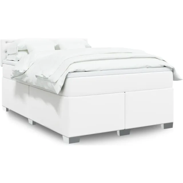 vidaXL Boxspring met matras kunstleer wit 140x190 cm