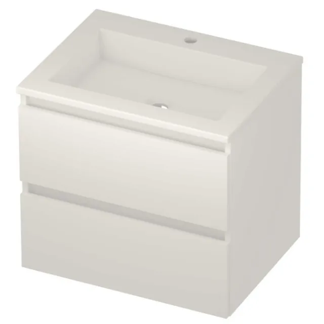 Basic-Line Aura 46 Badmeubelset Acryl 1 Kraangat Greeploos 60x46x54 cm Mat White Glans Wit