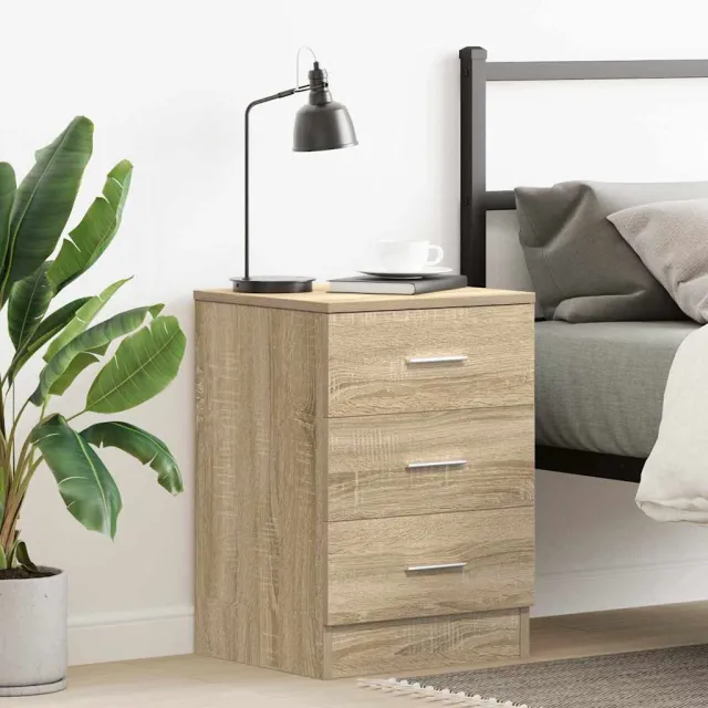 vidaXL Nachtkastje 38x35x56 cm bewerkt hout sonoma eikenkleurig, foto 2