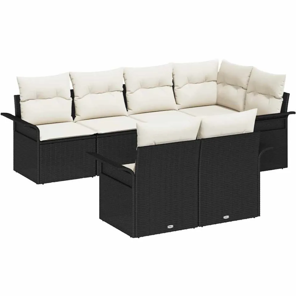 vidaXL Tuin Sofa Set 7 st Zwart poly rattan, foto 4