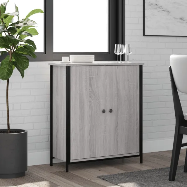 vidaXL Dressoir 70x30x80 cm bewerkt hout grijs sonoma, foto 2