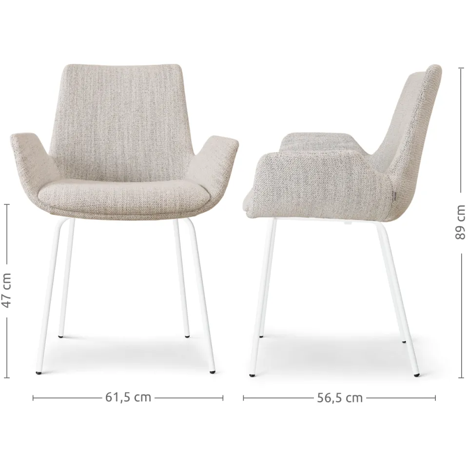Nolon Nora-Eef eetkamerstoel beige gemêleerd - wit onderstel, foto 3