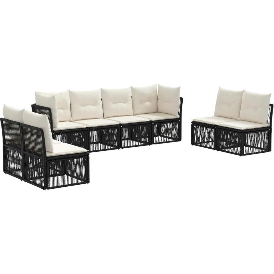vidaXL Tuinbankenset 8 st 8-zits Zwart poly rattan, foto 3