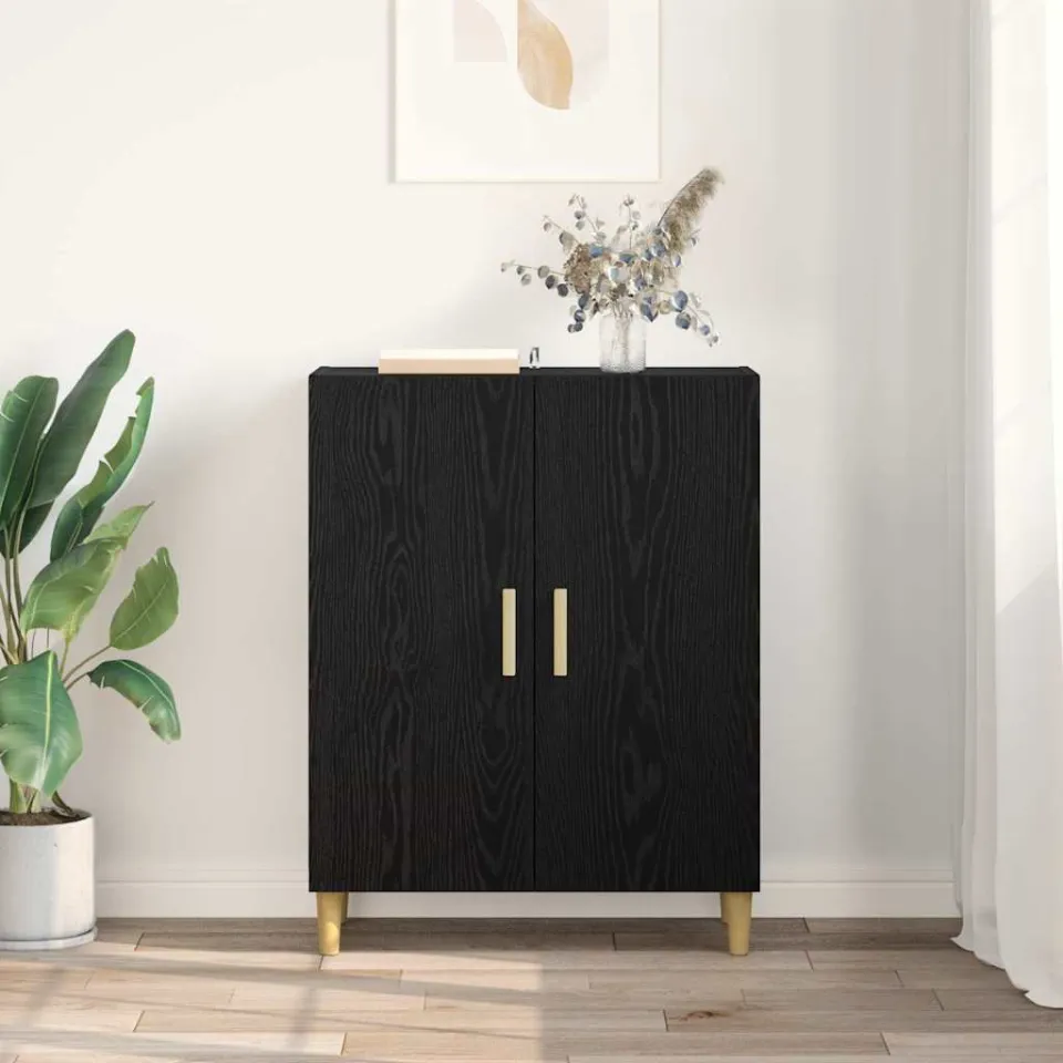 vidaXL Dressoir Zwart eiken 69,5 x 34 x 90 cm Bewerkt hout, foto 4