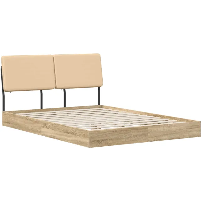 vidaXL Tweepersoonsbed met hoofdbord Sonoma eiken en crème Bruin