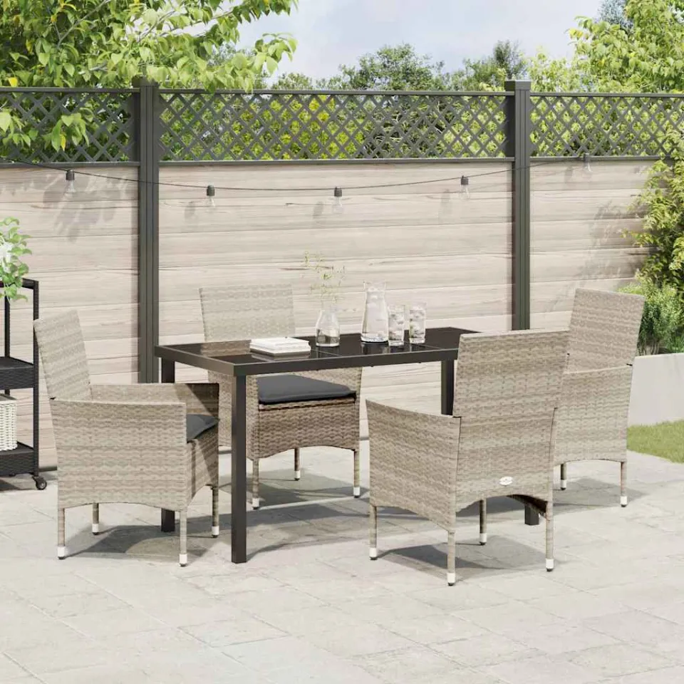 vidaXL Tuin eettafelset 5 st Lichtgrijs poly rattan, foto 3