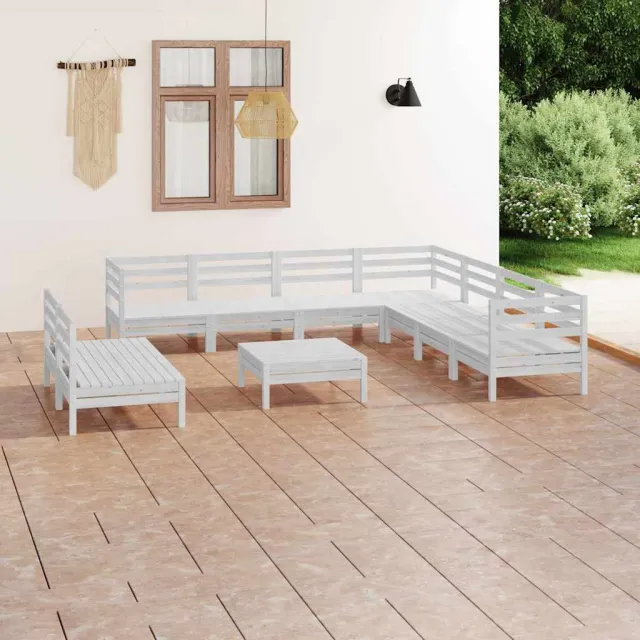 vidaXL 10-delige Loungeset massief grenenhout wit, foto 2