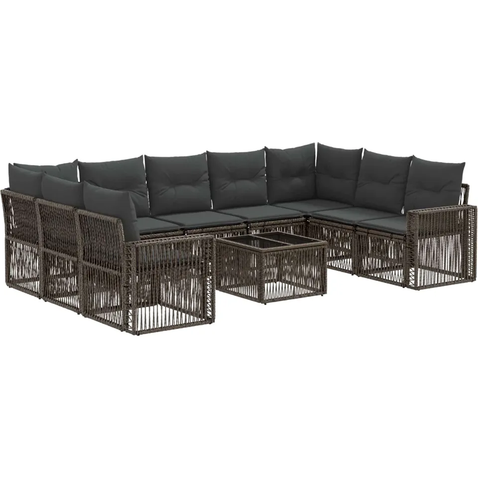 vidaXL Tuinbankenset 10 st Grijs en Donkergrijs poly rattan, foto 3