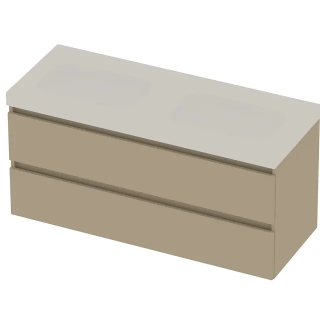 Basic-Line Moby 46 Badmeubelset Polystone 120x46x58 cm M46MWEMB120D0 Mat Beige Mat Wit