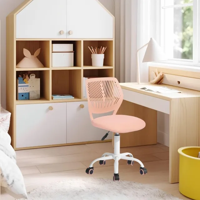 Unyqoos Ergonomische verstelbare kinderstoel met kleurrijk ontwerp en 5 wielen roze