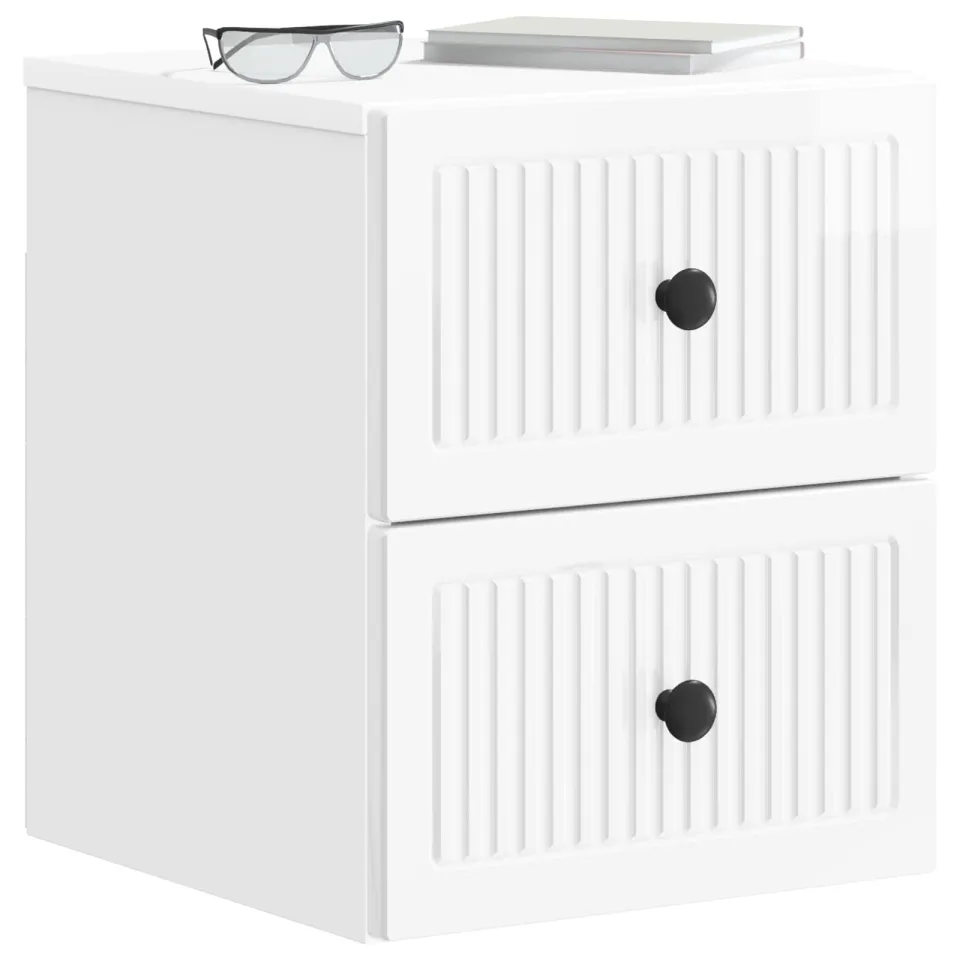 vidaXL Wandbeugel Bedkast Hoogglans Wit 33 x 34,5 x 40 cm Bewerkt hout