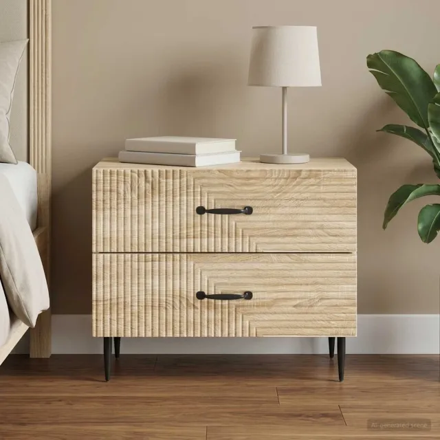 vidaXL Nachtkastje Sonoma Eiken 62 x 34,5 x 47,5 cm Bewerkt hout, foto 2