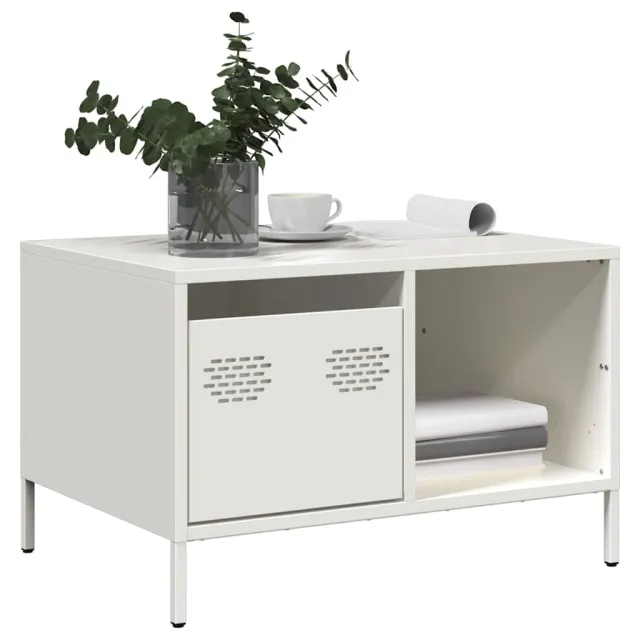 vidaXL Salontafel 68,5x50x43,5 cm koudgewalst staal wit