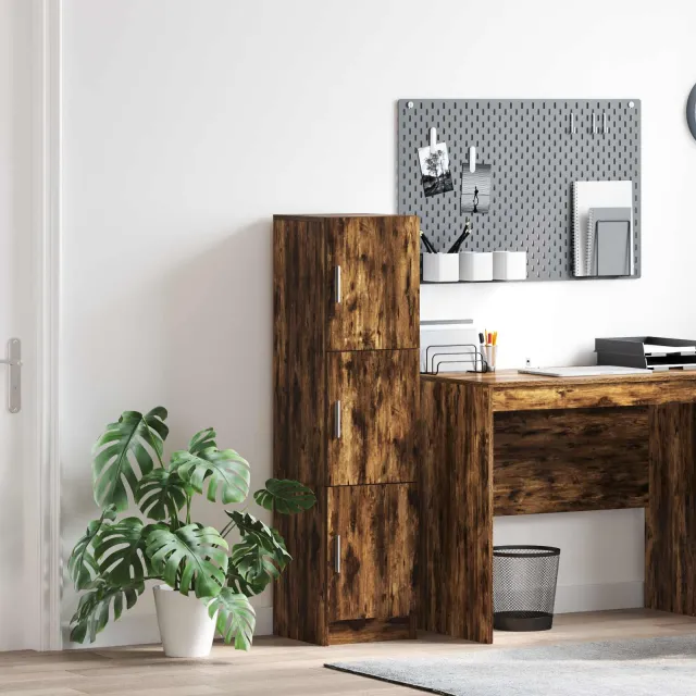 vidaXL Hoge kast Gerookt eiken 31.5 x 32 x 122.5 cm