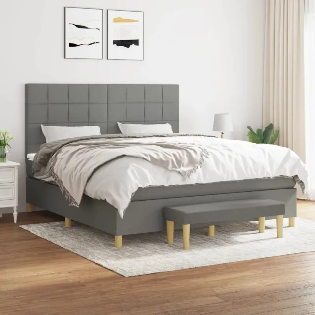 vidaXL Boxspring met matras stof donkergrijs 160x200 cm grijs