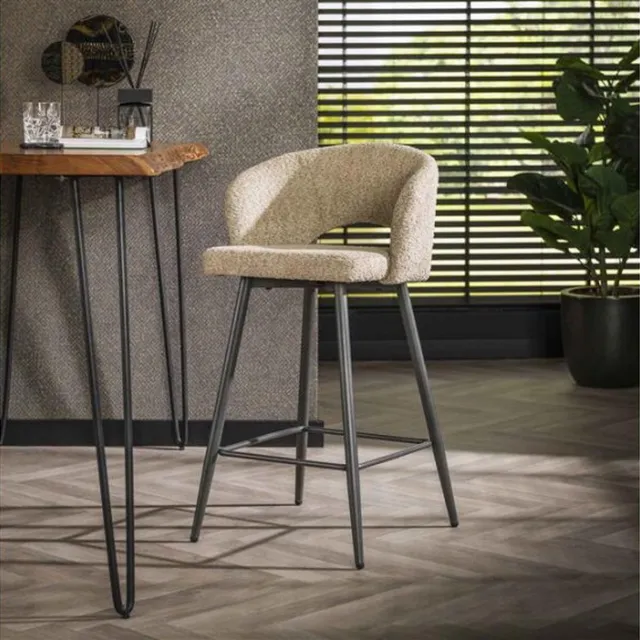 Meubelplaats Barstoel Claire Bouclé - zandkleur | Meubelplaats - barstoelen set van 2 boucle zandkleur