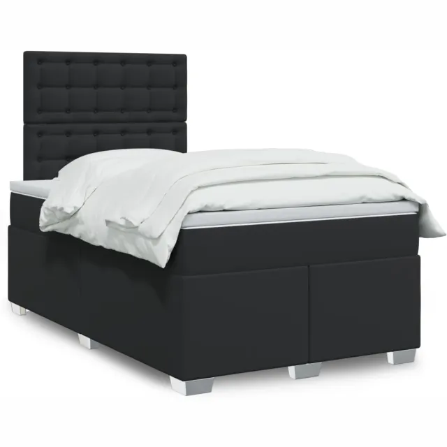vidaXL Boxspring met matras kunstleer zwart 120x190 cm