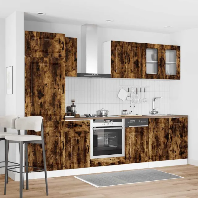vidaXL 8-delige Keukenkastenset Kalmar bewerkt hout gerookt eiken