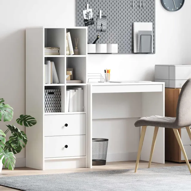 vidaXL Bureau Wit 125,5 x 40 x 127 cm 2 st, foto 2