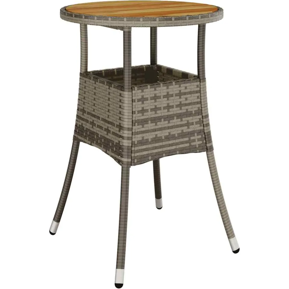 vidaXL 5-delige Loungeset met kussens poly rattan en acaciahout grijs, foto 4