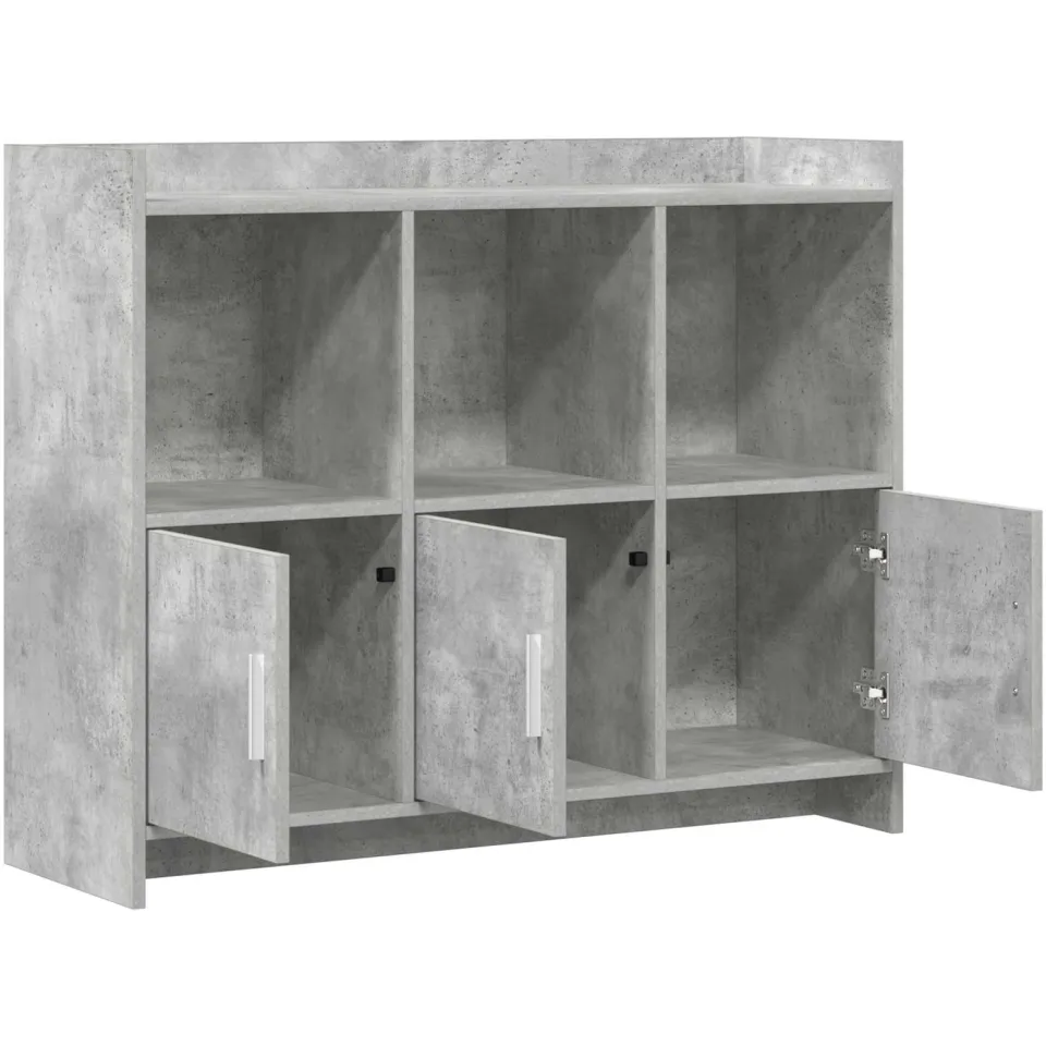 vidaXL Dressoir Betongrijs 98,5 x 33 x 80 cm Bewerkt hout grijs, foto 4