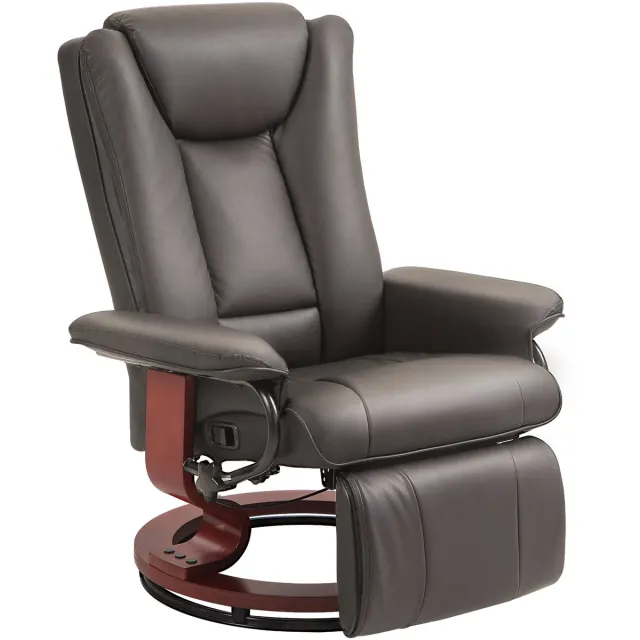 Homona Relaxfauteuil - Met voetensteun - 360° draaibaar - 135° verstelbare rugleuning - Kunstleer - 78 x 88 x 103 cm - Bruin