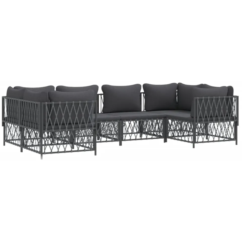 vidaXL 6-delige Loungeset met kussens staal antracietkleurig Anthraciet