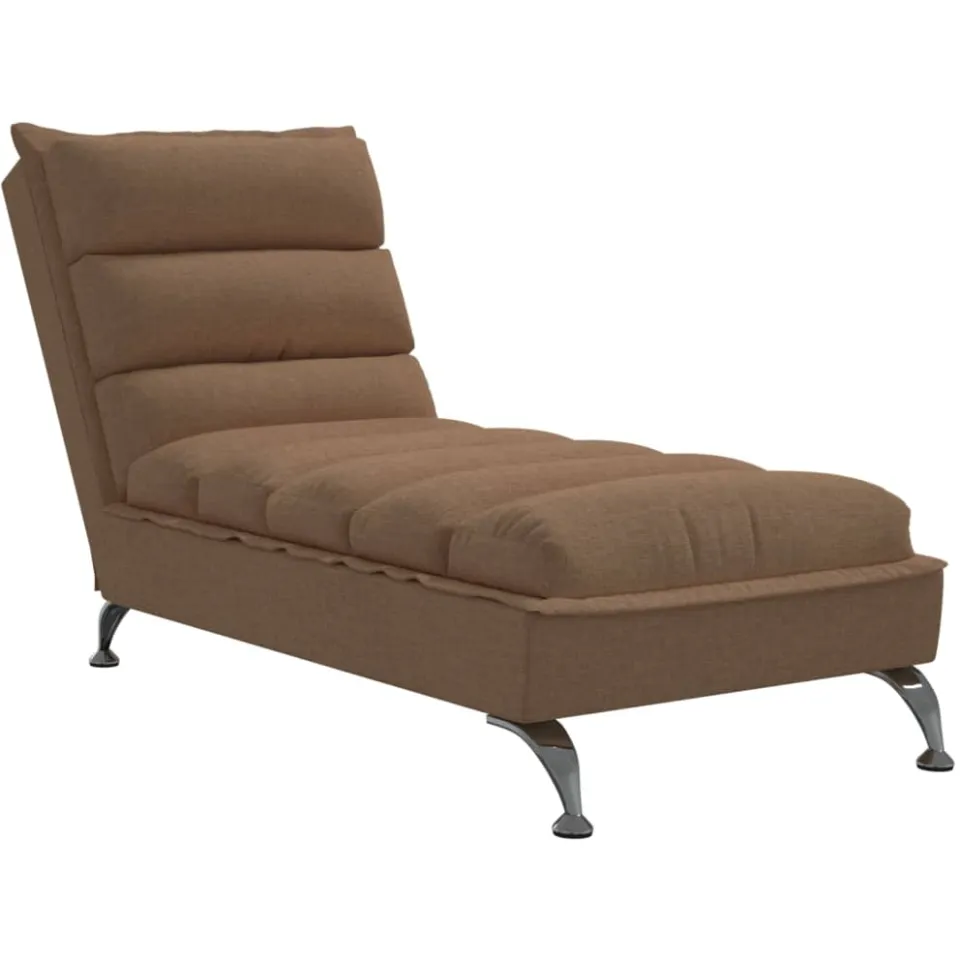 vidaXL Chaise longue met kussens stof bruin
