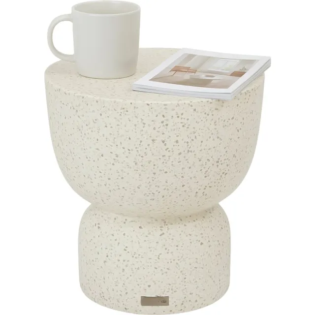 Hespéride HESPERIDE HIXA Bijzettafel - buiten - Tafel - Rond - Buitentafel - Tuintafel - 35x47cm - Limestone - Wit - TIMANDRA