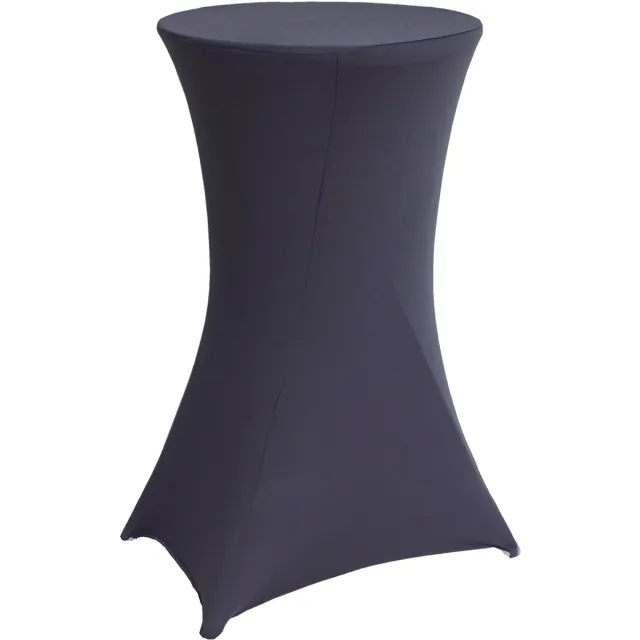TRUTZHOLM Bartafel - Inklapbaar - Met antracietkleurige stretchhoes - Wit kunststof tafelblad, diameter 60 cm - 110 cm hoog
